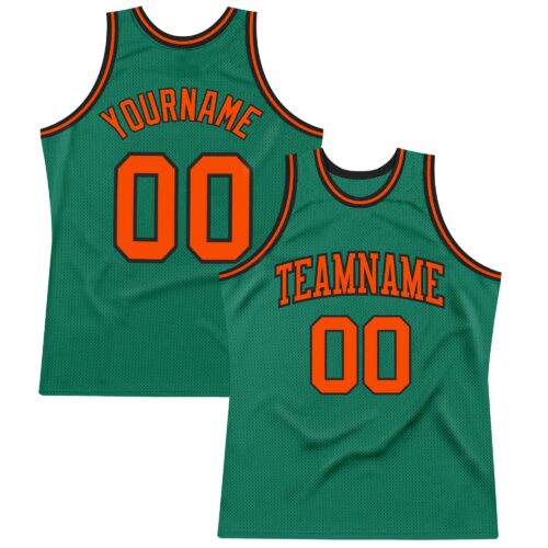 KellyGreen0378 Custom Kelly Green Orange-Black Authentic Throwback Basketball Jersey