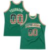 KellyGreen0381 Custom Kelly Green Vintage USA Flag-Cream Authentic Throwback Basketball Jersey
