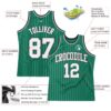 Custom Kelly Green White Pinstripe White Gray-Black Authentic Basketball Jersey