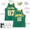 Custom Kelly Green White Pinstripe White-Gold Authentic Basketball Jersey
