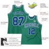 Custom Kelly Green White Pinstripe Royal Authentic Basketball Jersey