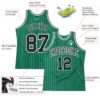 Custom Kelly Green White Pinstripe Black Authentic Basketball Jersey