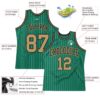 Custom Kelly Green White Pinstripe Old Gold-Black Authentic Basketball Jersey
