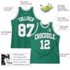 Custom Kelly Green White Pinstripe White-Gray Authentic Basketball Jersey