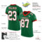 KellyGreen0450-1 Custom Kelly Green White-Red Mesh Authentic Football Jersey