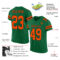 KellyGreen0465-1 Custom Kelly Green Orange-Black Mesh Authentic Football Jersey