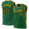 Custom Kelly Green Black-Gold Authentic Throwback Basketball Jersey