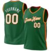 Custom Kelly Green Gold-Red Authentic Throwback Basketball Jersey