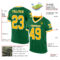 KellyGreen0615-1 Custom Kelly Green Gold-White Mesh Authentic Throwback Football Jersey