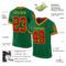 KellyGreen0616-1 Custom Kelly Green Red-Gold Mesh Authentic Throwback Football Jersey