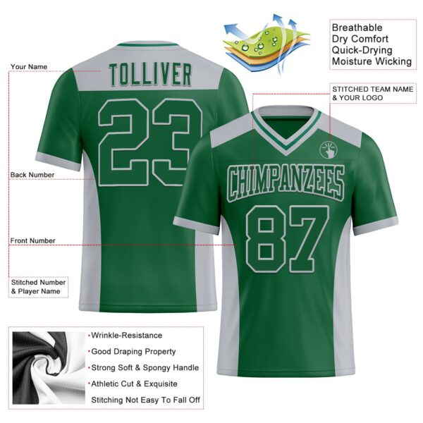 Custom Kelly Green Gray Authentic Football Jersey