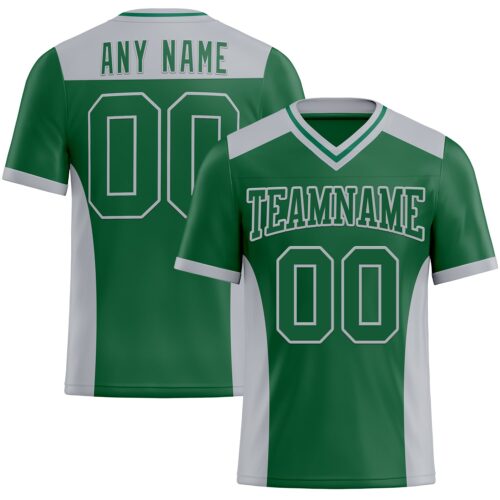 KellyGreen0635 Custom Kelly Green Gray Authentic Football Jersey