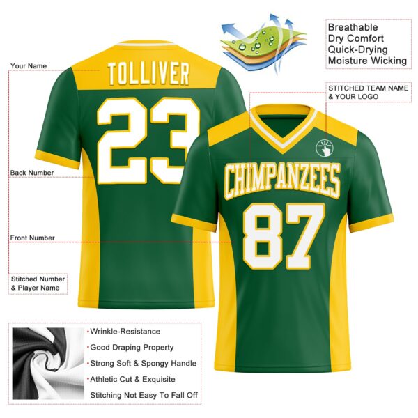 Custom Kelly Green White-Yellow Authentic Football Jersey