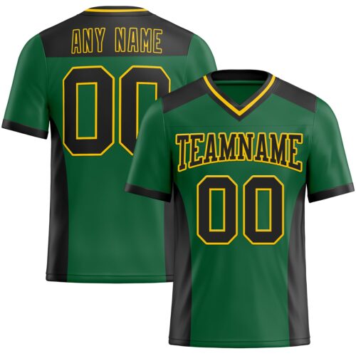 Custom Kelly Green Black-Yellow Authentic Football Jersey