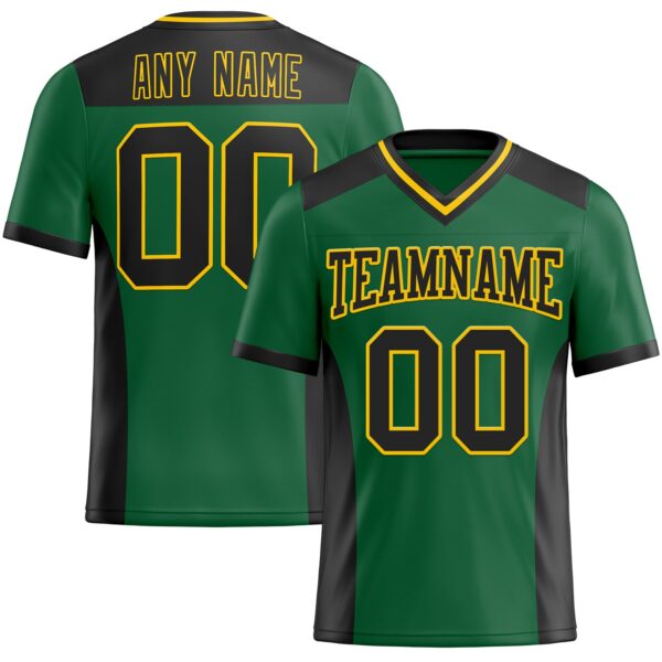 Custom Kelly Green Black-Yellow Authentic Football Jersey