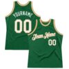 Custom Kelly Green White-Old Gold Authentic Throwback Basketball Jersey