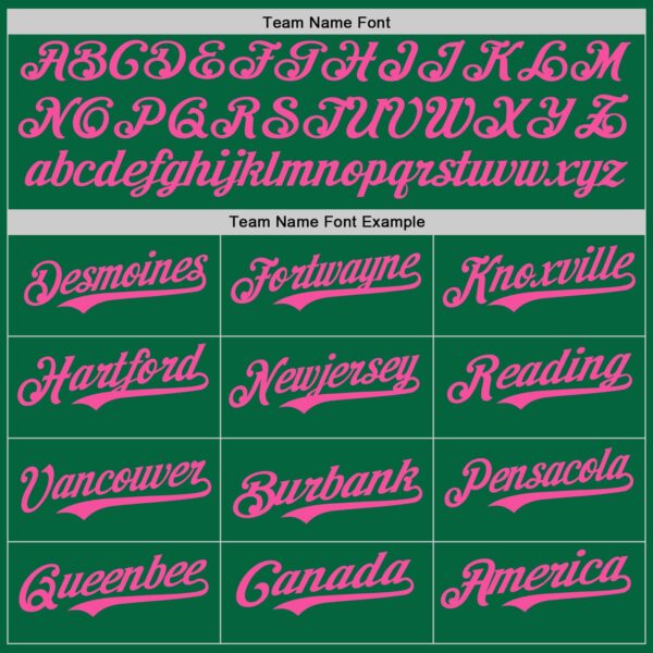 Custom Kelly Green Pink Authentic Baseball Jersey