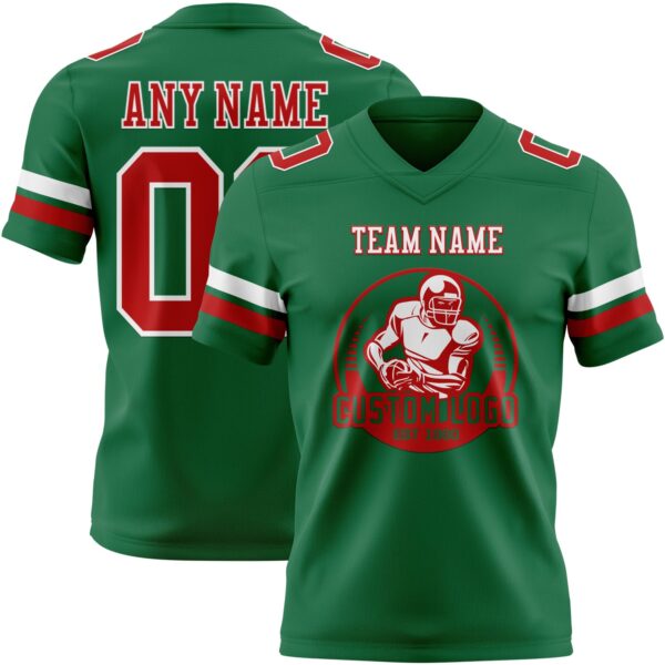 Custom Kelly Green Red-White Authentic Football Jersey