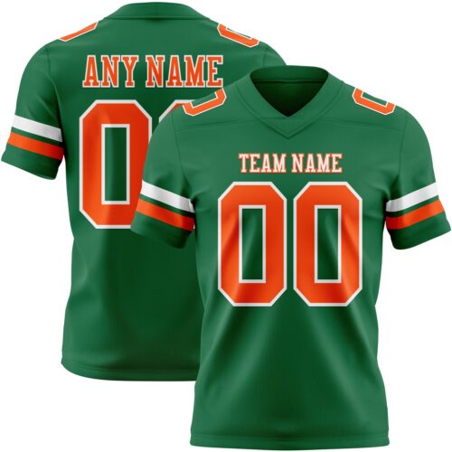 KellyGreen0750 Custom Kelly Green Orange-White Authentic Football Jersey