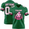 Custom Kelly Green White-Pink Authentic Football Jersey