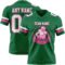 KellyGreen0755-1 Custom Kelly Green White-Pink Authentic Football Jersey