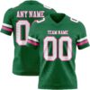 Custom Kelly Green White-Pink Authentic Football Jersey