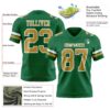 Custom Kelly Green Old Gold-White Authentic Football Jersey
