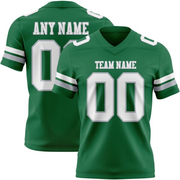 Custom Kelly Green White-Gray Authentic Football Jersey