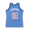 Custom Light Blue White-Red Authentic Throwback Basketball Jersey
