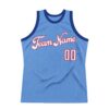 Custom Light Blue White-Red Authentic Throwback Basketball Jersey