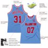 Custom Light Blue Red-Navy Authentic Throwback Basketball Jersey