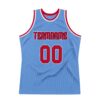 Custom Light Blue Red-Navy Authentic Throwback Basketball Jersey