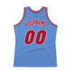 Custom Light Blue Red-Black Authentic Throwback Basketball Jersey