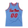 Custom Light Blue Red-Black Authentic Throwback Basketball Jersey