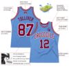Custom Light Blue Maroon-White Authentic Throwback Basketball Jersey