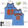 Custom Light Blue Orange-Black Authentic Throwback Basketball Jersey