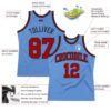 Custom Light Blue Red-Black Authentic Throwback Basketball Jersey