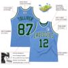 Custom Light Blue Green-White Authentic Throwback Basketball Jersey
