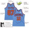 Custom Light Blue Orange-Royal Authentic Throwback Basketball Jersey