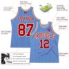 Custom Light Blue Red Pinstripe Red-Cream Authentic Basketball Jersey
