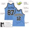 Custom Light Blue White Pinstripe Black-Old Gold Authentic Basketball Jersey
