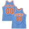 Custom Light Blue White Pinstripe Orange Authentic Basketball Jersey
