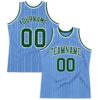 Custom Light Blue White Pinstripe Green Authentic Basketball Jersey