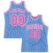 Custom Light Blue White Pinstripe Pink Authentic Basketball Jersey