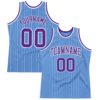 Custom Light Blue White Pinstripe Purple Authentic Basketball Jersey