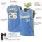 Custom Light Blue White-Gold Authentic Throwback Basketball Jersey