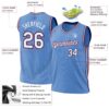 Custom Light Blue Royal-Red Authentic Throwback Basketball Jersey