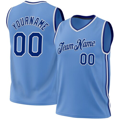 LightBlue0616 Custom Light Blue Royal-White Authentic Throwback Basketball Jersey