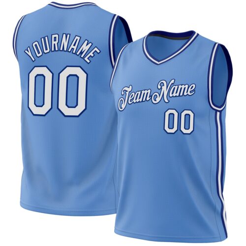 LightBlue0617 Custom Light Blue White-Royal Authentic Throwback Basketball Jersey