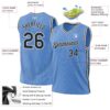 Custom Light Blue Black-White Authentic Throwback Basketball Jersey